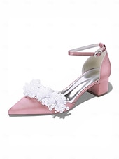 abordables novia-Women's Ivory Pearl Embellished Ankle Strap Heels, Elegant Pointed-Toe Bridal Shoes for Modern City Wedding