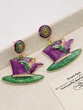 levne Příslušenství-Dámské náušnice s motivem Mardi Gras – materiál slitina, k dispozici v různých designech, ideální pro oslavy a festivaly Mardi Gras