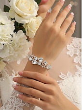 levne Svatba ACC-Dámský náramek s křišťálovými kamínky - třpytivý stříbrný nastavitelný náramek na večírky, svatby a večerní příležitosti na konci roku