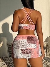 abordables Tankinis-Mujer Bañadores Tankini Falda Traje de baño Elegante Vacaciones Escote en Pico Sin Mangas Trajes de baño