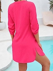 Недорогие Пляжные платья-Жен. Мини-платье Белое платье пляжное платье Черное платье Накидка Элегантный стиль Мода Классика Повседневные на открытом воздухе Пляж Стандартный Полотняное плетение Длинный рукав V-образный вырез