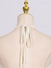 economico Piccole vestiti bianchi-Linea ad A Lunghezza al pavimento Abito Bianco Abiti per invitati a matrimoni Elegante Senza Maniche All'americana Festa in giardino Matrimonio con Arricciato