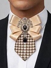 رخيصةأون زفاف ACC-بروش ربطة عنق رجالي من البوليستر - لونان - إكسسوار أنيق لحفلات الزفاف والمناسبات بتفاصيل مزخرفة