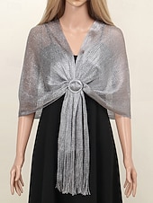 abordables Mariage ACC-Écharpe en polyester pour femme, ornée de boutons en acrylique, disponible en plusieurs couleurs, idéale pour les mariages et les soirées.