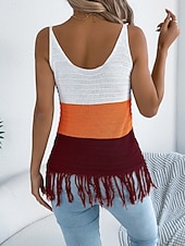 זול מיכל פשוט-בגדי ריקוד נשים טופים מארג מפוצלים עליונית טנק טופ טי ניטים קולור בלוק אופנתי מסוגנן קלסי ללא שרוולים צווארון V חולצות רגילות יומי ליציאה סוף שבוע פול כתום חאקי קיץ אביב