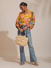 levne Halenky a košile-letní splývavý šifonový květinový top