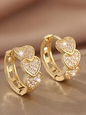 levne Valentýna-Dámské křišťálové náušnice ve tvaru srdce, pozlacená slitina, více barev, ideální na Valentýna, svatby i každodenní nošení