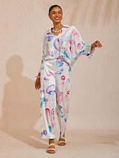 halpa Puserot &amp;amp; Paidat-eteerinen meduusa-ajelehtiva silkkinen satiinipaita