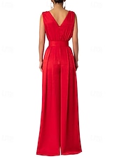 economico Tuta-Per donna Normale Tuta Elegante Tinta unica Senza Maniche Gamba larga Scollo a V Pieghettato Vacanza Ferie Vestibilità regolare Nero Verde militare Rosso Estate