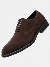 baratos Sapatos Oxford-sapatos oxford masculinos de camurça marrom – sapatos sociais clássicos com cadarço para ocasiões formais e de negócios, calçados confortáveis e elegantes