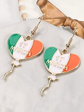 billiga Tillbehör-Damörhängen i legering med hängen till fest, St. Patrick's Day-motiv, flermönster med shamrock och pyssling, roliga festliga irländska smycken för högtidsfester, parader och festkläder