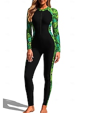 preiswerte One Pieces Rash Guards-Damen Standard Anti UV Shirt Ganzkörper-Rashguard Einteiliger Surfanzug Blumenmuster Tropisch Reißverschluss mit integriertem BH Frontreißverschluss UV-Sonnenschutz vollständige Bedeckung UPF50+