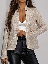 Χαμηλού Κόστους casual μπουφάν-Γυναικεία Μπλέιζερ Casual Jacket Άνετο Κουρελού Πούλιες Μοντέρνα Καθημερινό Συμπαγές Χρώμα Causal Πάρτι Καθημερινά Ρούχα Εξόδου Κοντό Όρθιος Γιακάς Κανονικό Μακρυμάνικο Εξωτερικά ενδύματα