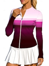 economico Camicia Donna-Per donna Geometrico Blocco di colori Sfumatura A righe Top Maglietta sportiva Maglia da tennis Maglietta da tennis Manica Lunga Cerniera Floreale UPF50+ Resistente ai Raggi UV Alta elasticit