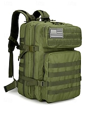 baratos Mochilas de Exterior-Mochila tática masculina camuflada em nylon, mochila militar de grande capacidade, bolsa multicolorida para atividades ao ar livre, como caminhadas, camping e viagens, com patch da bandeira americana.