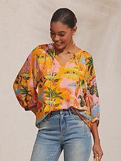 levne Halenky a košile-letní splývavý šifonový květinový top