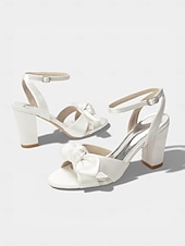 economico Invitato al matrimonio-sandali da donna con tacco a blocco e fiocco giallo, eleganti scarpe eleganti con punta aperta per gli invitati alle cerimonie all'aperto