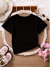 cheap Girl's 3D Playful Humor-Girls' 3D Graphic Letter T shirt Tee Short Sleeve 3D Print Summer Spring Sports Fashion Streetwear Kids 4-12 Years Crew Neck Casual Daily Outdoor Regular Fit