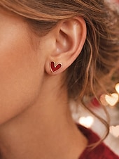 billige Valentinsdag-Hjerteøreringer til dame, legeringsmateriale, flere hjertestiler, søt og romantisk design, passer for kvinner, perfekt til valentinsdagen, bryllup og romantiske anledninger