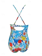 abordables Bañadores de una pieza-Mujer Bañadores Una pieza Monokini Traje de baño Control de barriga Alta cintura Delgado Espalda al Aire Vacaciones Ropa de playa Floral Escote en Pico Sin Mangas Trajes de baño