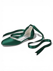 baratos Dama de honra-Sapatilhas femininas multicoloridas de cetim com amarração no tornozelo, elegantes sapatos de bico fino para damas de honra em casamentos ao ar livre no gramado.