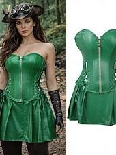 cheap Dresses-Medieval Renaissance Steampunk Dress Corset Pirate Fancy Dress Women's Pirate Fantasy Halloween Carnival Performance LARP Ren Faire Adults' Dress