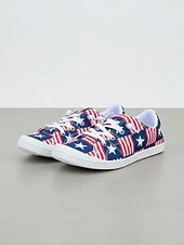economico Scarpe da donna-Sneakers patriottiche rosse e blu 250 femminili con lacci dell'anniversario dei 250 anni degli Stati Uniti - scarpe casual con stampa a stelle e strisce per la parata del Giorno dell'Indipendenza