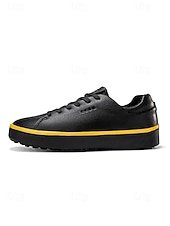 cheap Men's Golf Shoes-Men's White Golf Shoes, Lightweight Breathable Upper, Cushioned Grip Sole, Clean Sport Style for Golfers &amp; Outdoor Play
