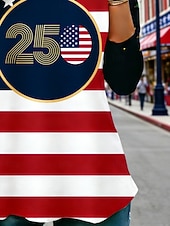  Giorno dell'Indipendenza Americana Per donna Maglietta Stampato Grafico Bandiera Americana Moda Elegante Classico Manica Lunga Girocollo Top Regolari Quotidiano Weekend Abbigliamento da vacanza