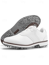 baratos Sapatos de Golfe Masculinos-Sapatos de golfe masculinos brancos, construção leve e respirável, sola com aderência estável, estilo esportivo e elegante para campos de golfe e atividades ao ar livre.