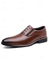 baratos Sapatos Oxford-Sapatos sociais masculinos marrons com cadarço – elegantes e confortáveis, com acabamento em verniz brilhante, perfeitos para casamentos e eventos formais.
