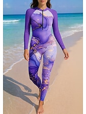preiswerte One Pieces Rash Guards-Damen Anti UV Shirt Ganzkörper-Bademode Diveskin-Anzug Farbverlauf Frontreißverschluss UPF50+ Schnelltrocknend Hohe Elastizität Langarm Bademode Surfen Tauchen Schnorcheln Sommer