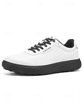 voordelige Heren Golf Schoenen-Witte golfschoenen voor heren zonder spikes, ademend bovenwerk, stabiele gripzool, minimalistische sportstijl voor golfbanen en casual gebruik.