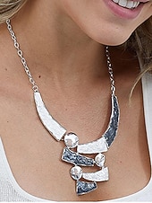 Χαμηλού Κόστους Γυναικείο Κολιέ-Γυναικείο σετ κολιέ και σκουλαρίκια από μποέμικο κράμα, πολύχρωμα γεωμετρικά κοσμήματα με υφή, κομψά αξεσουάρ boho στυλ για γυναίκες, ιδανικά για casual ντύσιμο, διακοπές, φεστιβάλ και πάρτι