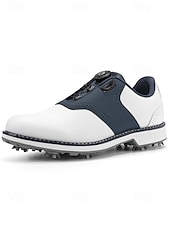 baratos Sapatos de Golfe Masculinos-Sapatos de golfe masculinos brancos, construção leve e respirável, sola com aderência estável, estilo esportivo e elegante para campos de golfe e atividades ao ar livre.