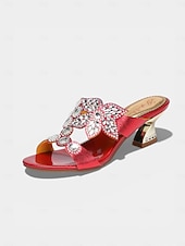 economico Madre della Sposa/Sposo-mules da donna con tacco a blocco blu navy decorato, eleganti scarpe da sera vintage per la madre della sposa, matrimonio rustico in un fienile