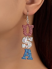  Boucles d'oreilles pendantes et créoles pour femmes du 250e anniversaire des États-Unis en acrylique vintage actif avec étoile pentagramme quotidienne