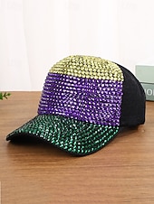 preiswerte Zubehör-Unisex-Paillettenkappe aus Polyester – Karnevalshut mit Strassverzierungen, verschiedene Muster für Freizeit und Festlichkeiten