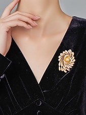 economico Matrimonio ACC-Spilla da donna in lega con perle finte, colori oro e argento, elegante design a spirale con fuochi d'artificio, perfetta per matrimoni e cene formali