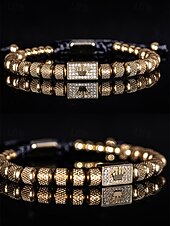 お買い得  結婚 ACC-メンズステンレススチールブレスレット、ゴールド、シルバー、ブラックカラー、輝く石が付いたクラウンデザイン、結婚式、カジュアルな日常着、ファッションジュエリーに最適