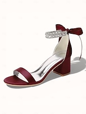 economico sposa-sandali da donna con tacco a blocco color argento, scarpe da sposa aperte con cinturino alla caviglia in cristallo per matrimoni in chiesa