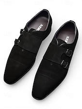 billiga Monk Shoes-Men's Formal Double Monk Strap Shoes – Elegant Leather Shoes for Weddings, Business Events and Formal Occasions