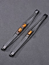 economico Gioielli da uomo-Bracciale da uomo in pietra naturale e finta pelle, cinturino da polso casual intrecciato in vari colori, gioielli alla moda da uomo per l'abbigliamento casual quotidiano e lo street style