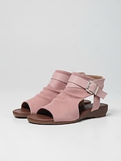 abordables Sandales Plates-Sandales à bout ouvert en imitation daim pour femme, fermeture éclair à l'arrière – style décontracté chic, confort optimal pour la marche, les voyages, le week-end, le jardinage et le quotidien