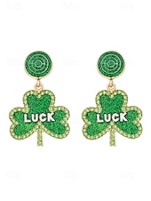 abordables Accesorios-Pendientes de trébol para mujer: aleación, varios estilos, verde, ideal para el Día de San Patricio, uso diario.