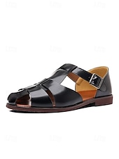 economico sandali-sandali da uomo in similpelle marrone con cinturini, design aperto traspirante, suola leggera e comoda, stile rilassato per matrimoni in spiaggia e occasioni estive
