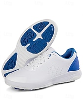 Недорогие Мужская обувь для гольфа-Белые мужские туфли для гольфа с амортизацией, легкие и дышащие, идеально подходят для игры в гольф и занятий спортом на открытом воздухе.