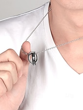 お買い得  バレンタインデー-インターロッキングリング付きメンズ合金ネックレス、ブラックとローズゴールド、バレンタインデー、結婚式、ギフトに最適、エレガントなデザインと高品質の仕上げ。