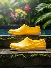 رخيصةأون قباقيب نسائية-أحذية نسائية صفراء مقاومة للماء للحديقة - أحذية خفيفة الوزن سهلة الارتداء للبستنة، والعمل في الهواء الطلق، واستخدام الفناء، والشاطئ، والأيام الممطرة