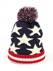  Yhdysvallat 250-vuotisjuhlan unisex patrioottinen neulottu pipo pom-pomilla tähtien ja viivojen Amerikan lipun muotoilu pehmeä talvinen neulottu hattu rento festivaalityyli